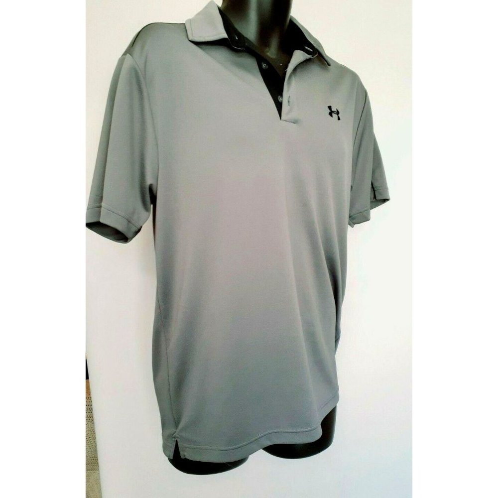 Under Armour Loose Heat Gear Golf Polo Shirt Gray Men's Medium dark gray